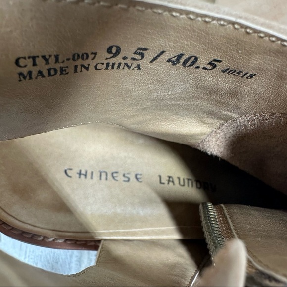 Chinese Laundry Women's Tan Suede Peep-Toe Ankle Booties with Stacked Heel #1380 - Picture 12 of 13